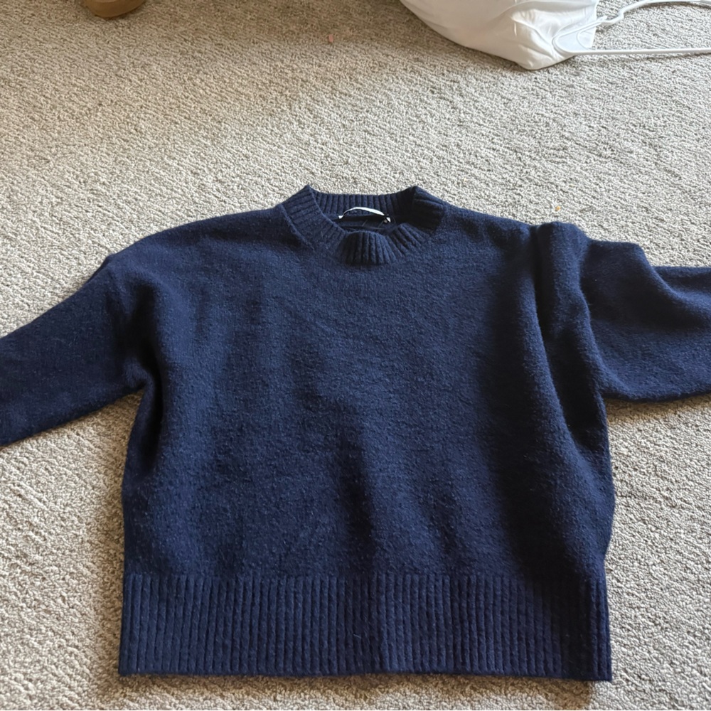 Zara Dark Blue Knit Sweater size small - Picture 2 of 2